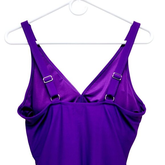 Smismivo Womens Purple Ruched One-Piece Swimsuit Size Medium Womens - Picture 9 of 11